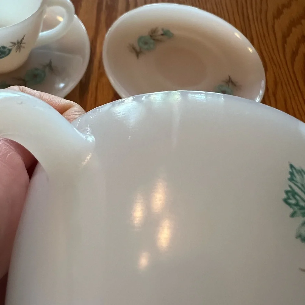 Vintage Fire King Milk Glass Tea Cup and Saucer Set